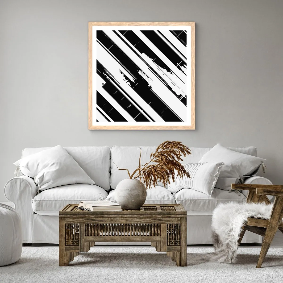 Poster in cornice rovere chiaro - Composizione intensa e dinamica - 50x50 cm