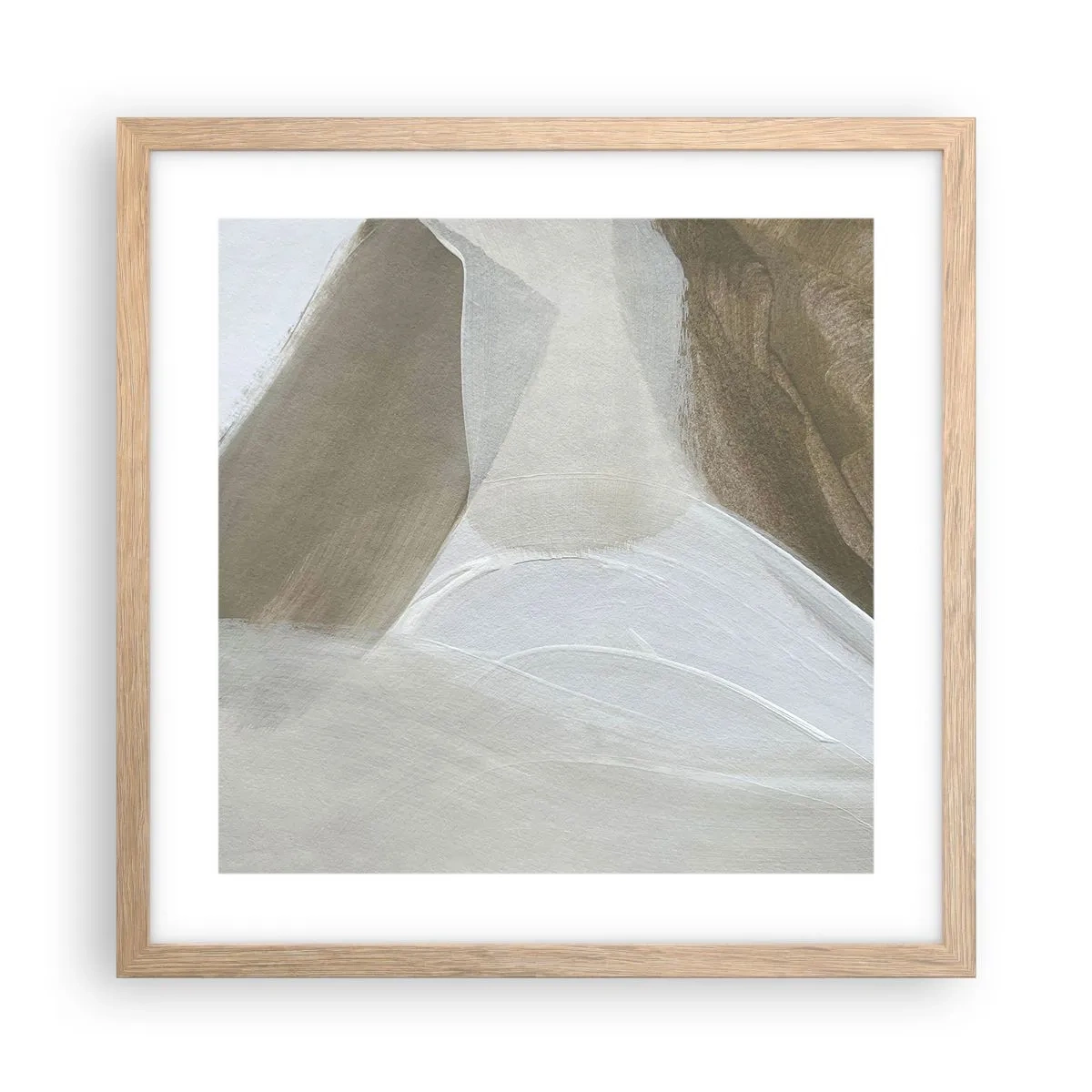 Poster in cornice rovere chiaro - Onda di bianco - 40x40 cm
