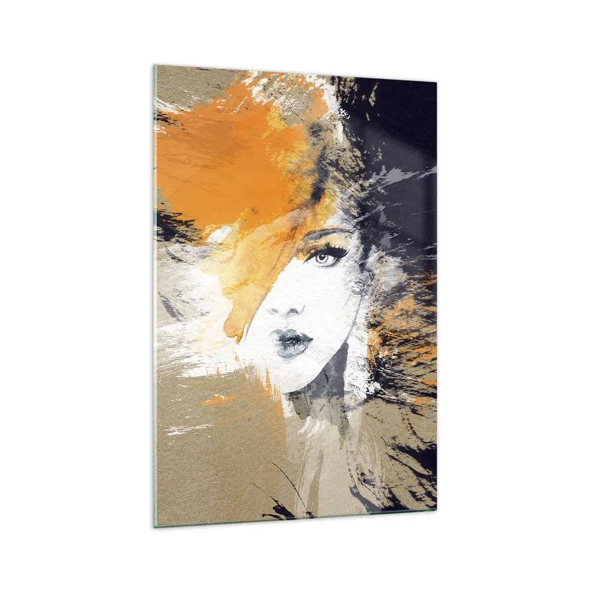 Quadro su vetro - Ritratto astratto di una donna dai colori intensi - 70x100cm - E la luce fu - Decorazione murale moderna per soggiorno e camera da letto ARTTOR