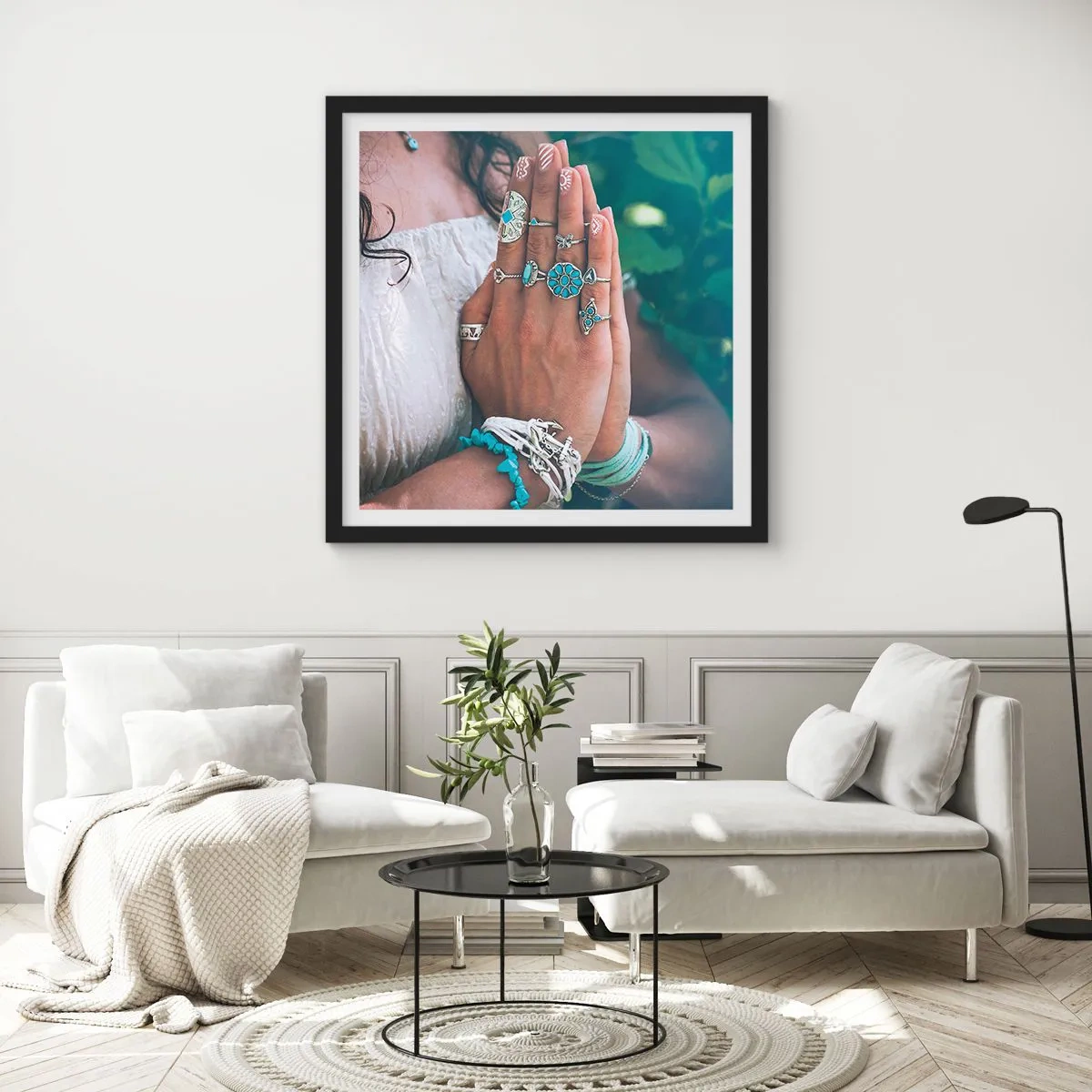 Poster in cornice nera - Benvenuto al centro dell'essere - 30x30 cm