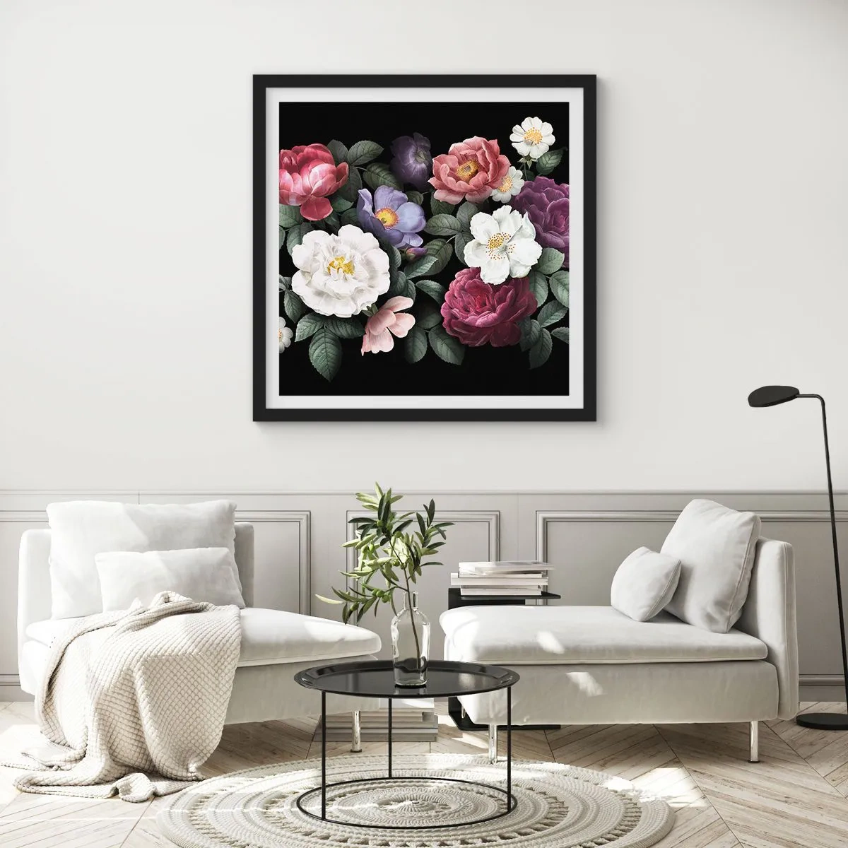 Poster in cornice nera - Dal giardino inglese - 40x40 cm