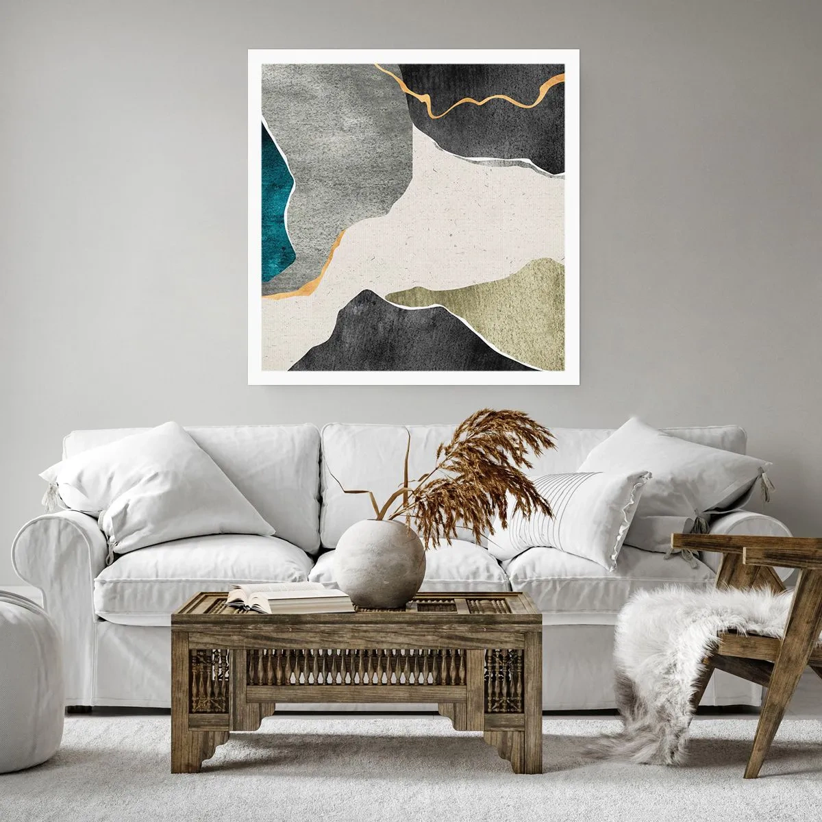 Poster - Composizione mosaico con filo d'oro - 50x50 cm