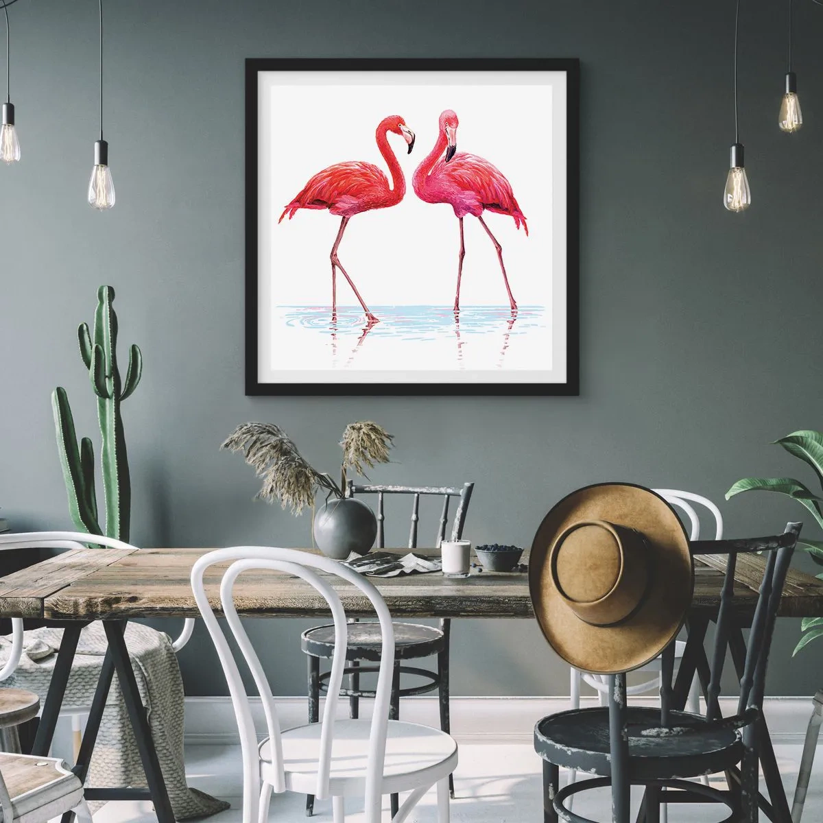Poster in cornice nera - Appuntamento in rosa - 30x30 cm
