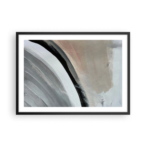Poster in cornice nera - Arco astratto nei toni del nero, grigio e beige - 70x50cm - Composizione: arco di nero e grigio - Decorazione murale moderna per soggiorno e camera da letto ARTTOR