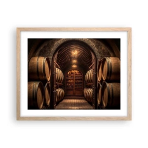 Poster in cornice rovere chiaro - L'atmosfera della cantina - 50x40 cm