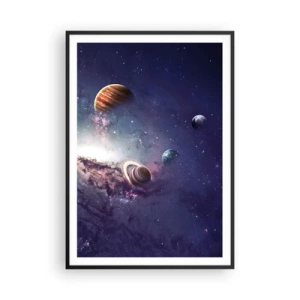 Poster in cornice nera - Sistema solare danzante - 70x100 cm