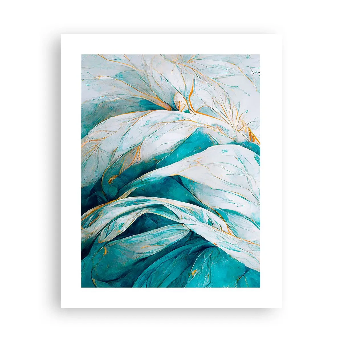 Poster - Astrazione blu con motivi d'oro - 40x50 cm