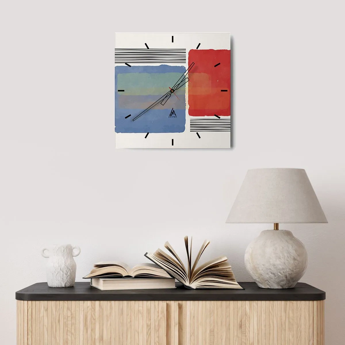 Orologio da parete - Orologio in Vetro - Spirito e lettera della geometria - 40x40 cm