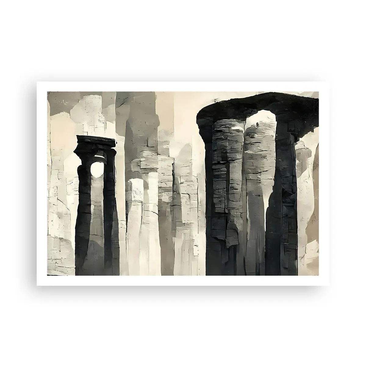 Poster - Colonne storiche in un ambiente monocromatico suggestivo - 100x70cm - La maestà dell'antichità - Decorazione murale moderna per soggiorno e camera da letto ARTTOR