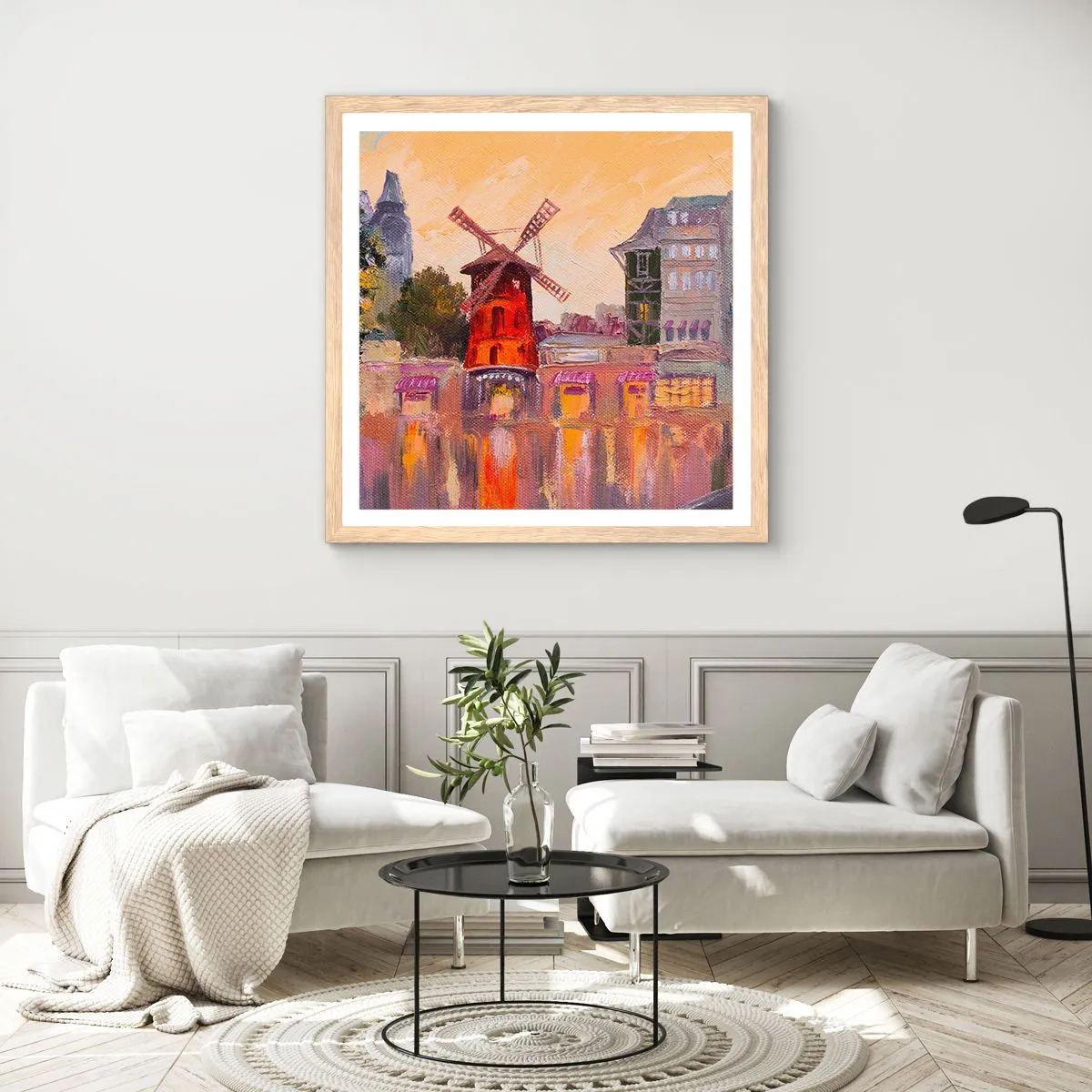 Poster in cornice rovere chiaro - Le icone di Parigi: il Moulin Rouge - 30x30 cm