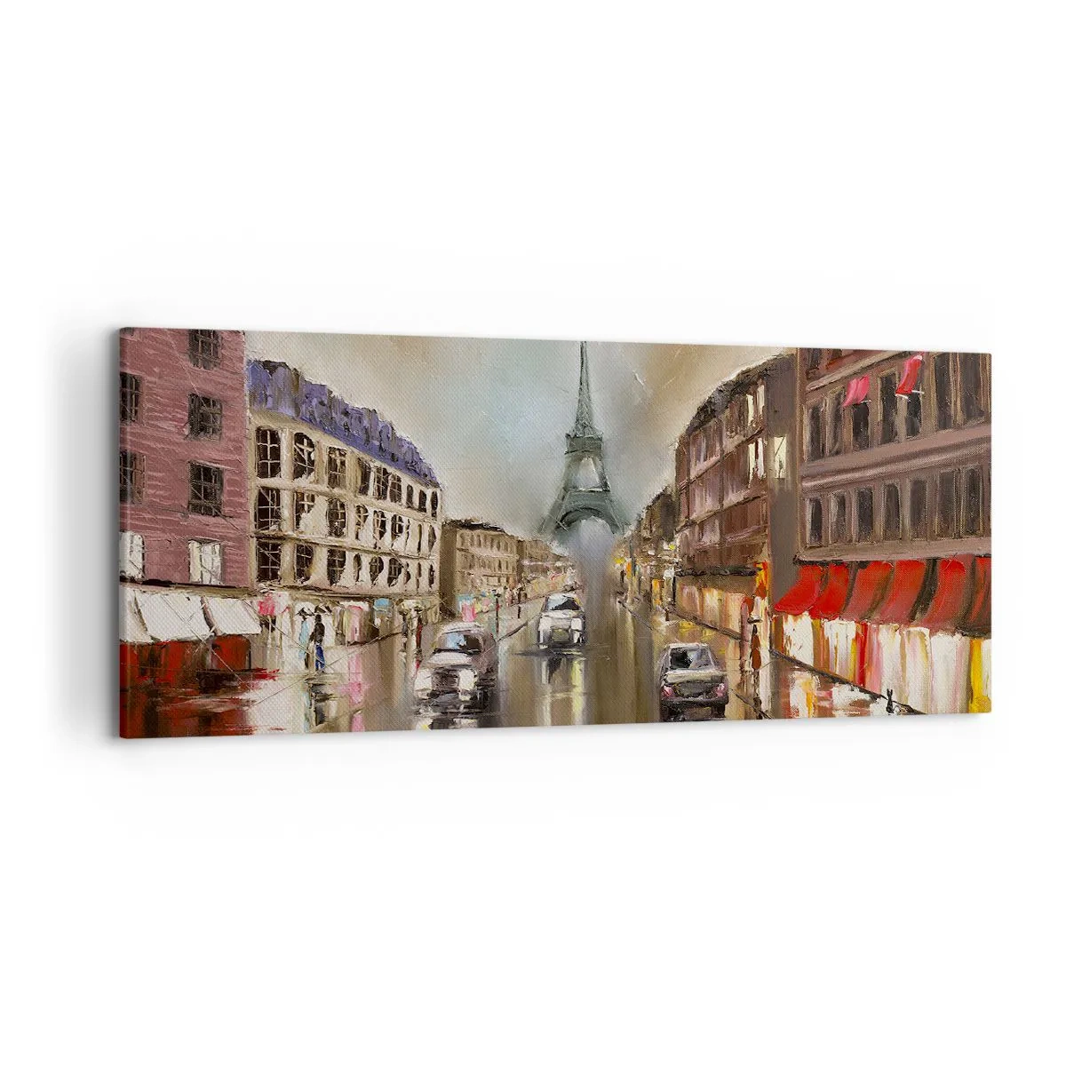 Quadro su tela - Stampe su Tela - Paesaggio urbano serale di Parigi con vista sulla Torre Eiffel - 120x50cm - Conta solo lei - Decorazione murale moderna per soggiorno e camera da letto ARTTOR