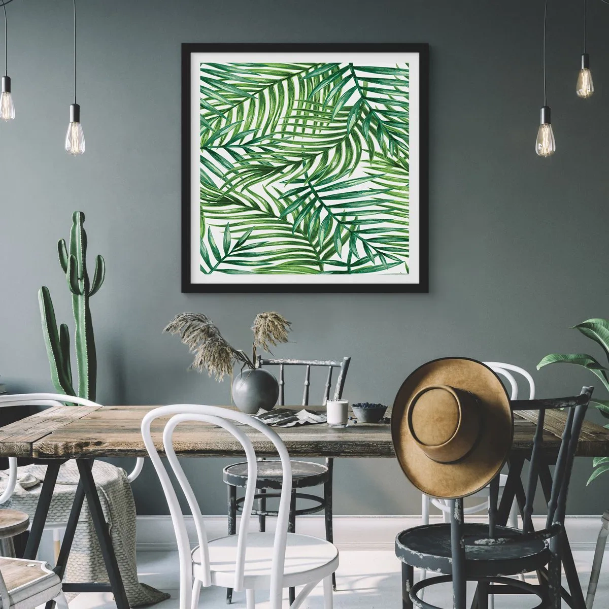 Poster in cornice nera - Sotto un baldacchino verde - 40x40 cm