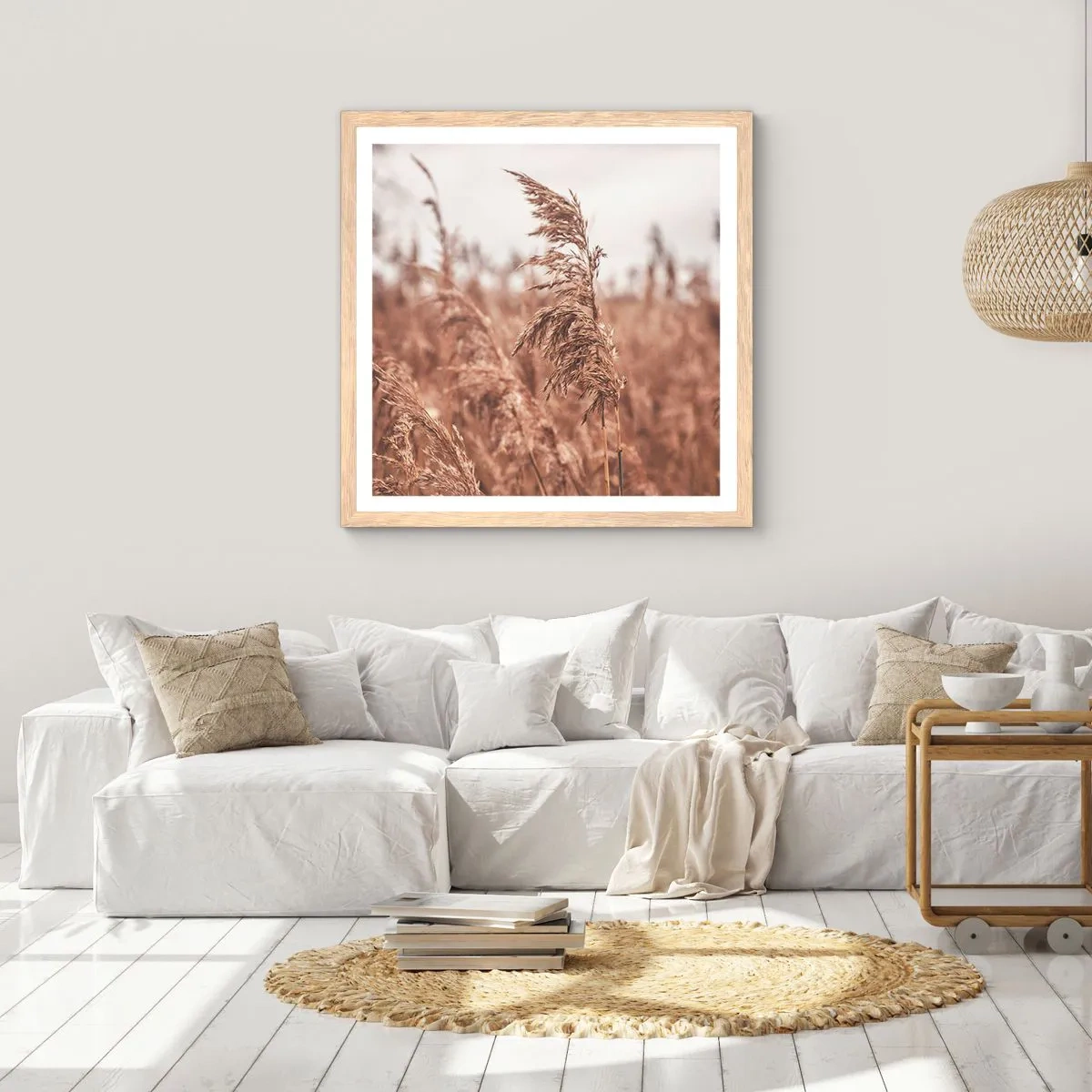 Poster in cornice rovere chiaro - Nei campi è già autunno - 50x50 cm