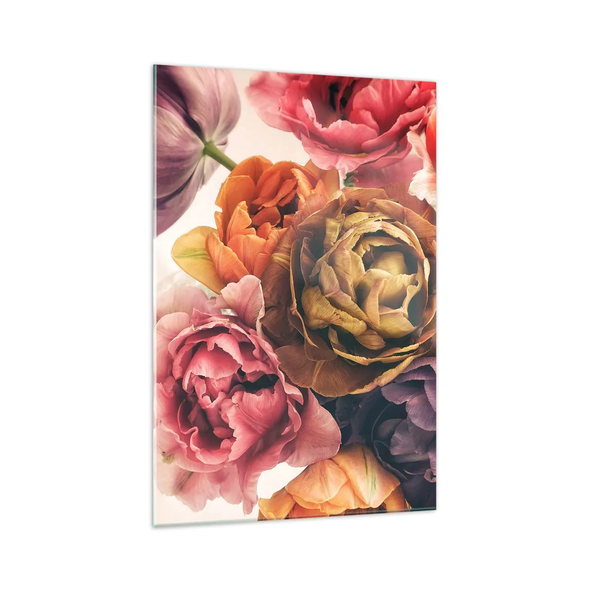 Quadro su vetro - Un mazzo di fiori vari dai colori intensi - 70x100cm - La festa della vita - Decorazione murale moderna per soggiorno e camera da letto ARTTOR