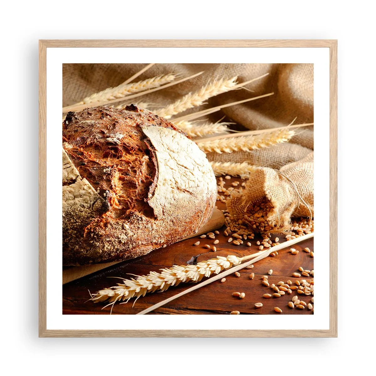 Poster in cornice rovere chiaro - Appetitoso, profumato, croccante - 60x60 cm