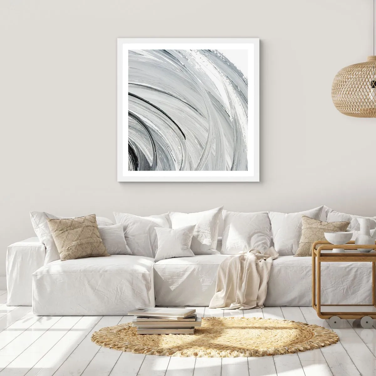 Poster in cornice bianca - Composizione orbitale - 60x60 cm