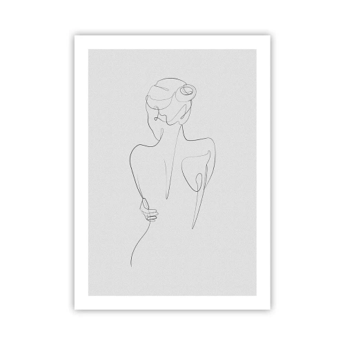 Poster - Disegno di contorno di una donna su sfondo grigio - 50x70cm - La musica del corpo - Decorazione murale moderna per soggiorno e camera da letto ARTTOR