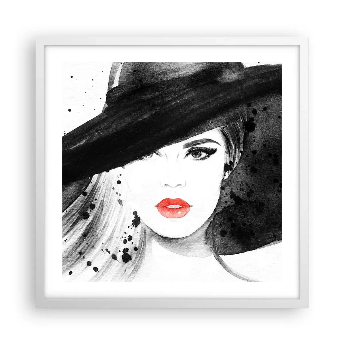 Poster in cornice bianca - Donna in nero - 50x50 cm