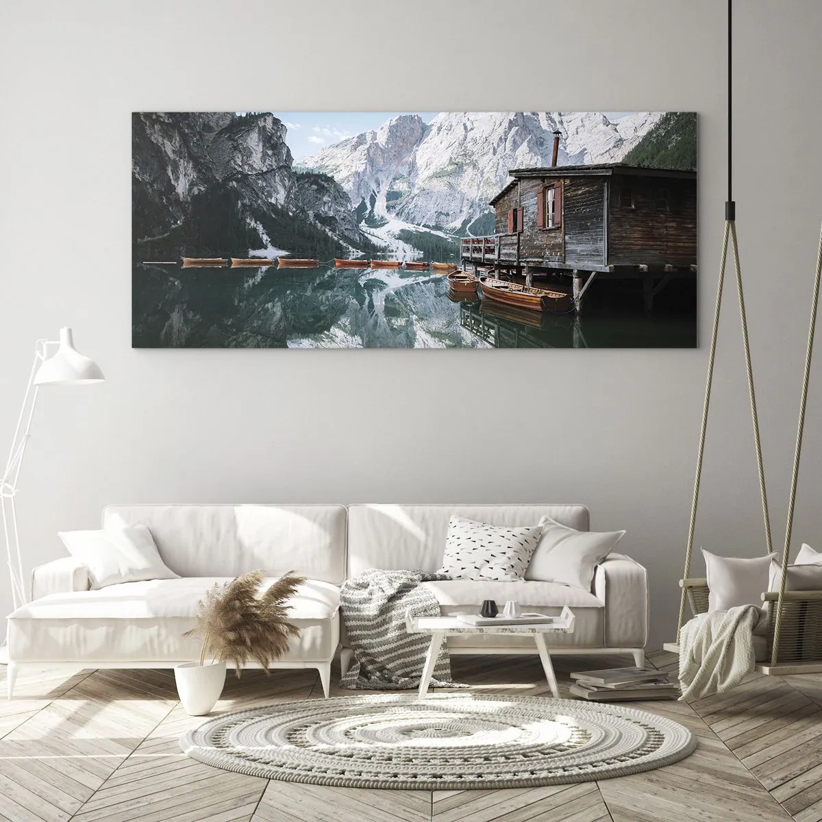 Quadro su vetro - Mattina cristallina sui monti - 100x40 cm