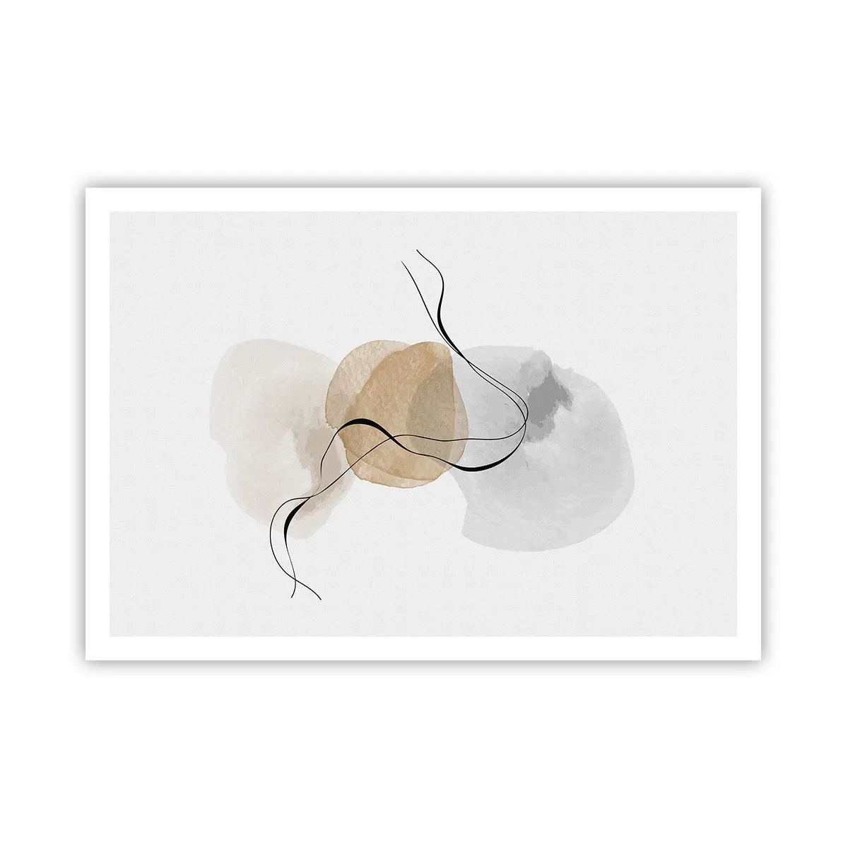 Poster - Astrazione minimalista nei toni del beige e del grigio - 100x70cm - Grani d'aria - Decorazione murale moderna per soggiorno e camera da letto ARTTOR