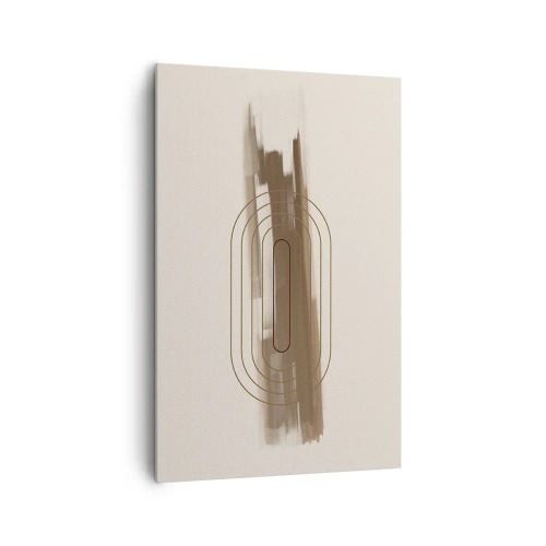 Quadro su tela - Stampe su Tela - Una composizione minimalista nei toni del beige e del grigio con un motivo geometrico - 80x120cm - Un soffio di grigio - Decorazione murale moderna per soggiorno e camera da letto ARTTOR