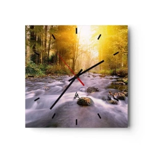 Orologio da parete - Orologio in Vetro - Malachite in cornice oro-argento - 40x40 cm