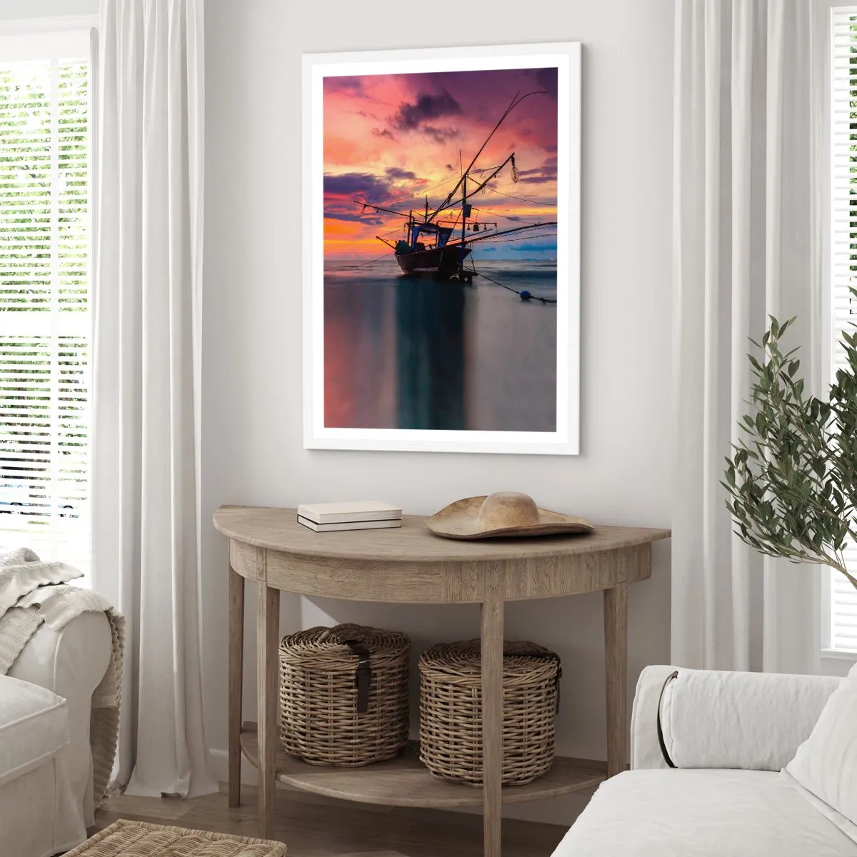 Poster in cornice bianca - Sera esotica - 70x100 cm