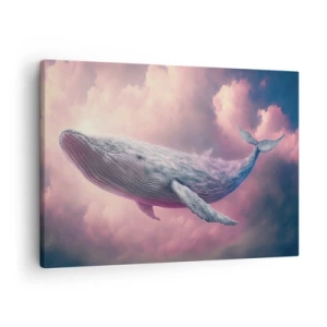 Quadro su tela - Stampe su Tela - Una balena che galleggia tra le nuvole al tramonto - 70x50cm - Strofinati gli occhi - Decorazione murale moderna per soggiorno e camera da letto ARTTOR