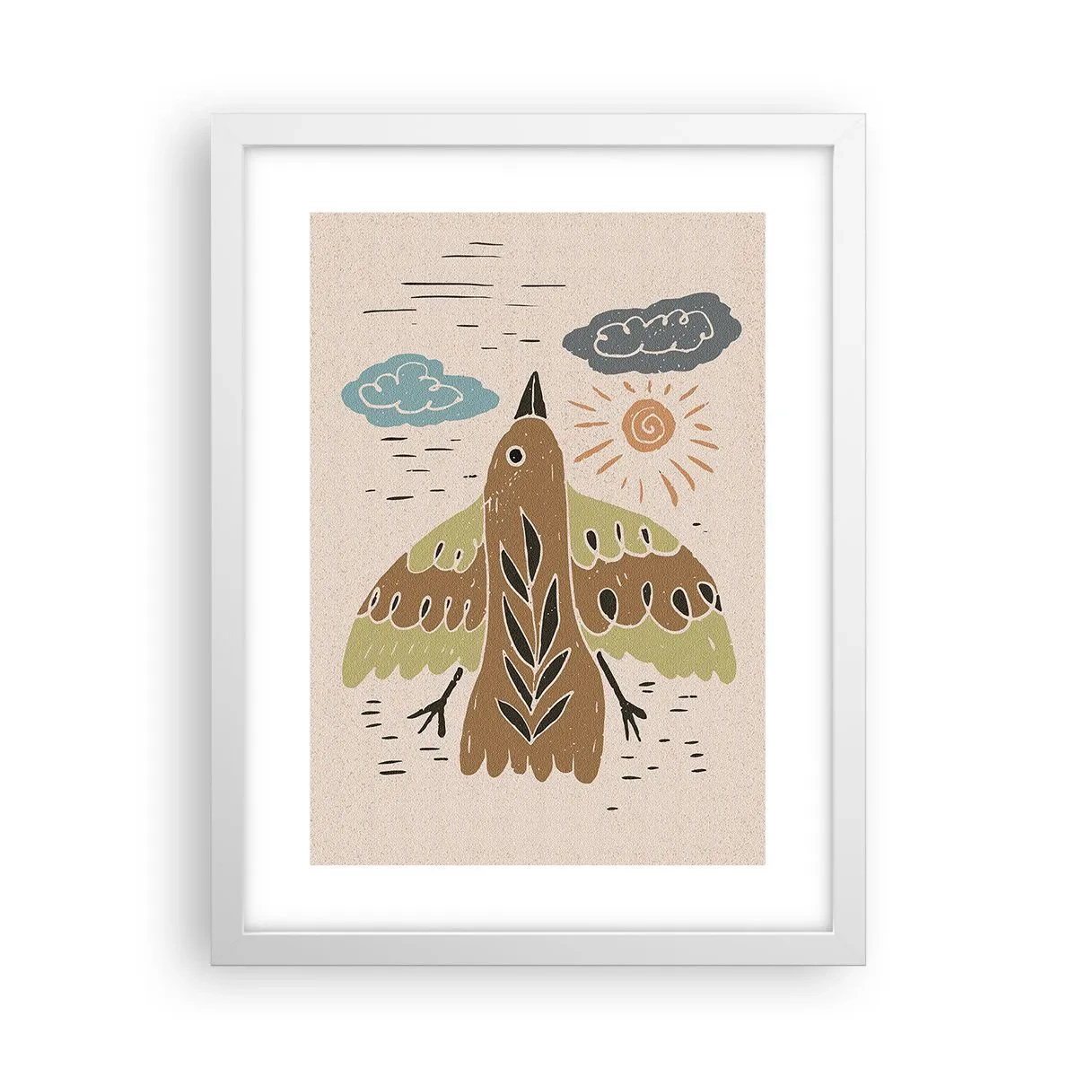 Poster in cornice bianca - Volo gioioso - 30x40 cm