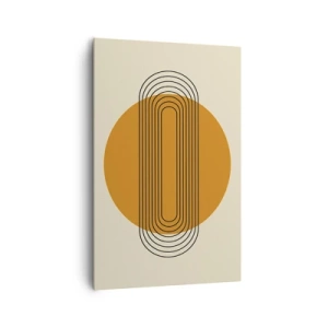 Quadro su tela - Stampe su Tela - Motivo geometrico con cerchi e linee arancioni - 80x120cm - Piano perfetto - Decorazione murale moderna per soggiorno e camera da letto ARTTOR
