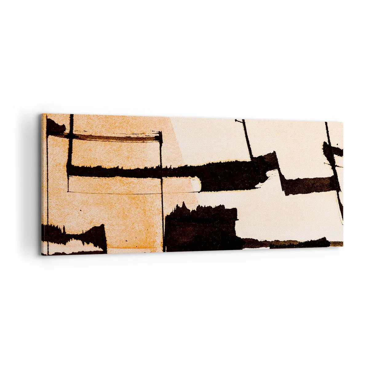 Quadro su tela - Stampe su Tela - Motivi geometrici nei toni del marrone e del beige - 120x50cm - Comunque in ordine - Decorazione murale moderna per soggiorno e camera da letto ARTTOR