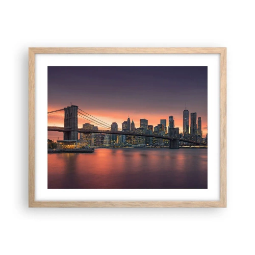 Poster in cornice rovere chiaro - Immersa nel silenzio lilla - 50x40 cm