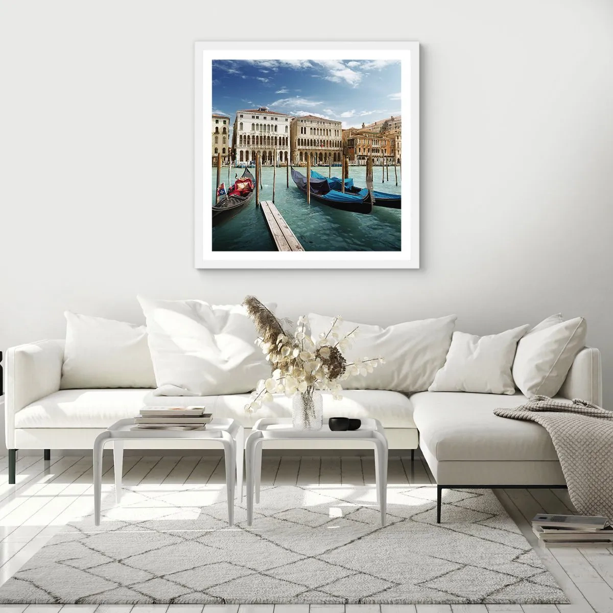 Poster in cornice bianca - Palazzi nel blu - 40x40 cm