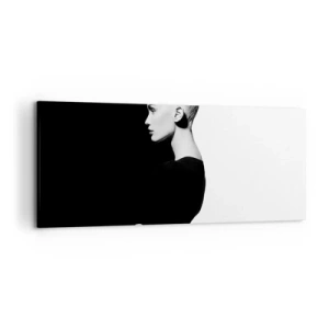 Quadro su tela - Stampe su Tela - Ritratto elegante di una donna su sfondo bianco e nero - 120x50cm - Semplicemente donna - Decorazione murale moderna per soggiorno e camera da letto ARTTOR