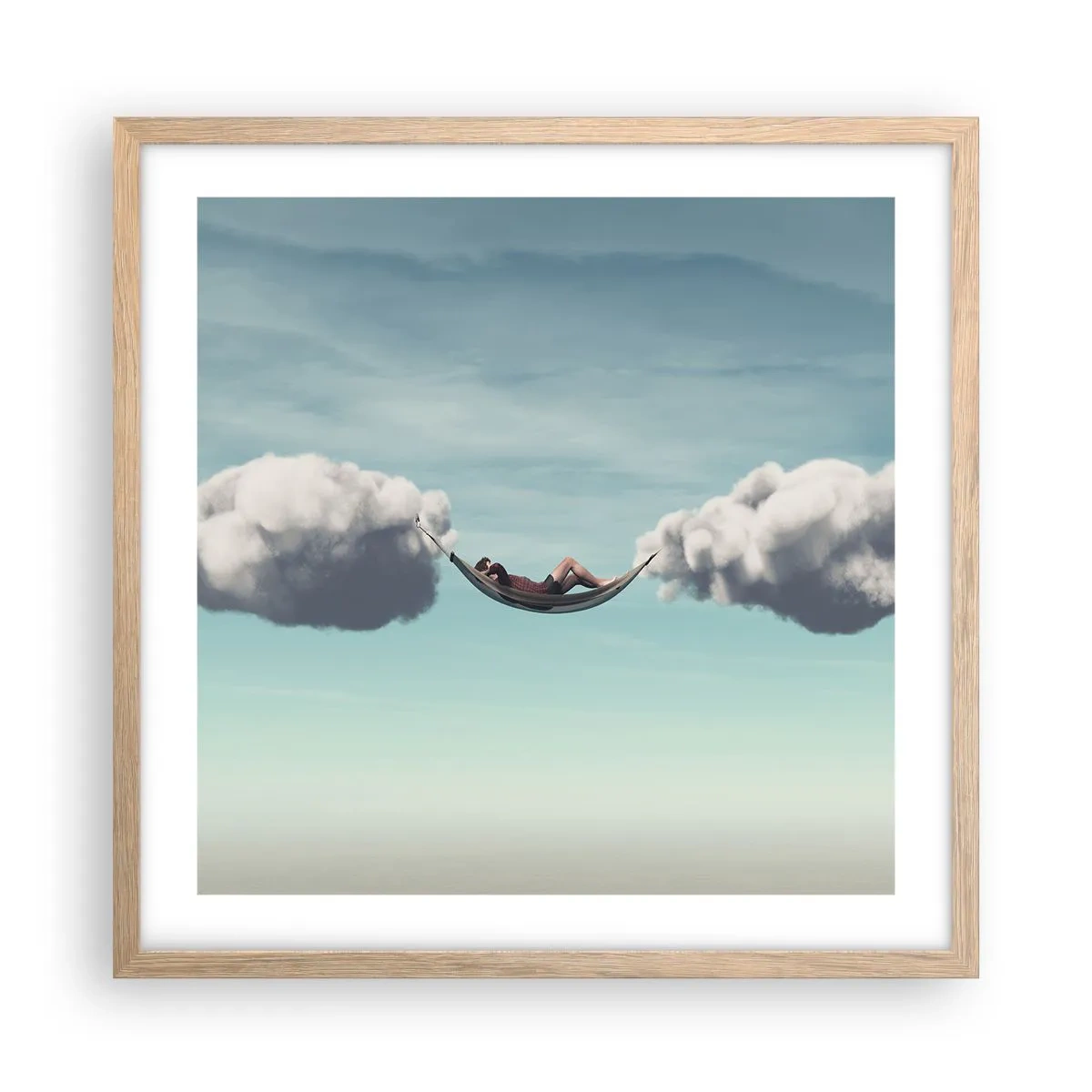 Poster in cornice rovere chiaro - La felicità del momento - 50x50 cm