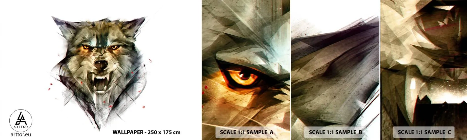 Campione di Fotomurale Adesivo Deluxe Sticker - Non si passa! - Astrazione, Animali, Lupo - 100x30 cm