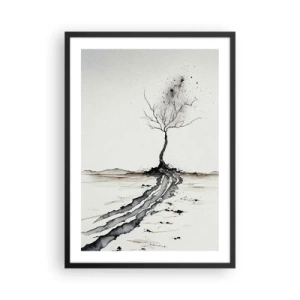 Poster in cornice nera - Un albero minimalista con radici astratte - 50x70cm - Malinconia invernale - Decorazione murale moderna per soggiorno e camera da letto ARTTOR