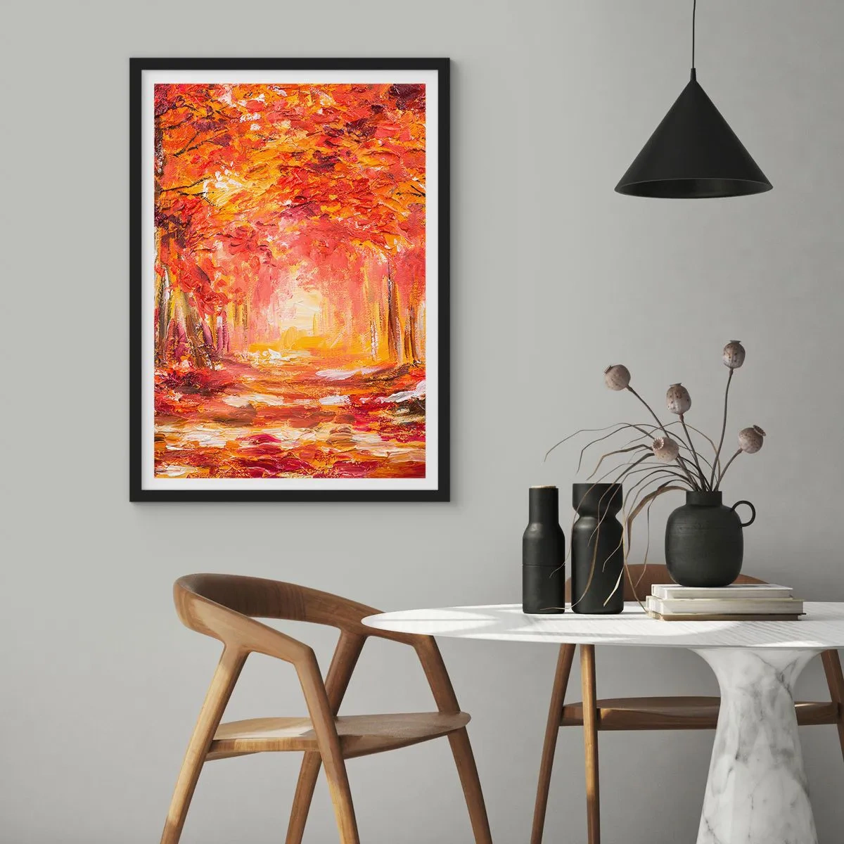 Poster in cornice nera - Foresta di rame - 61x91 cm