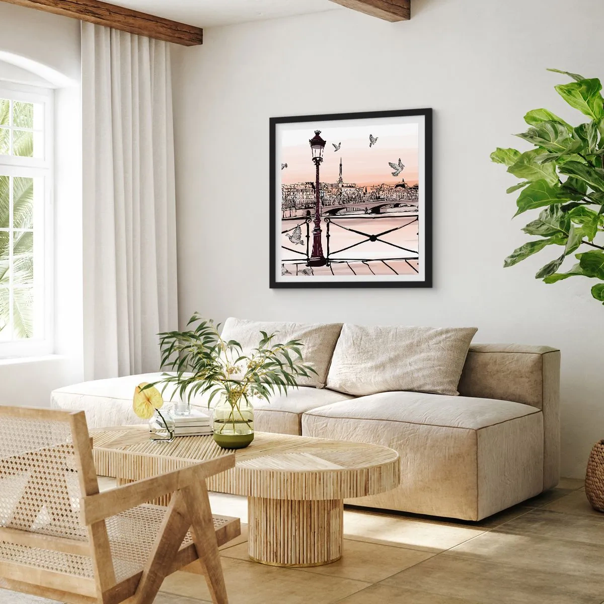 Poster in cornice nera - Sui tetti di Parigi - 30x30 cm