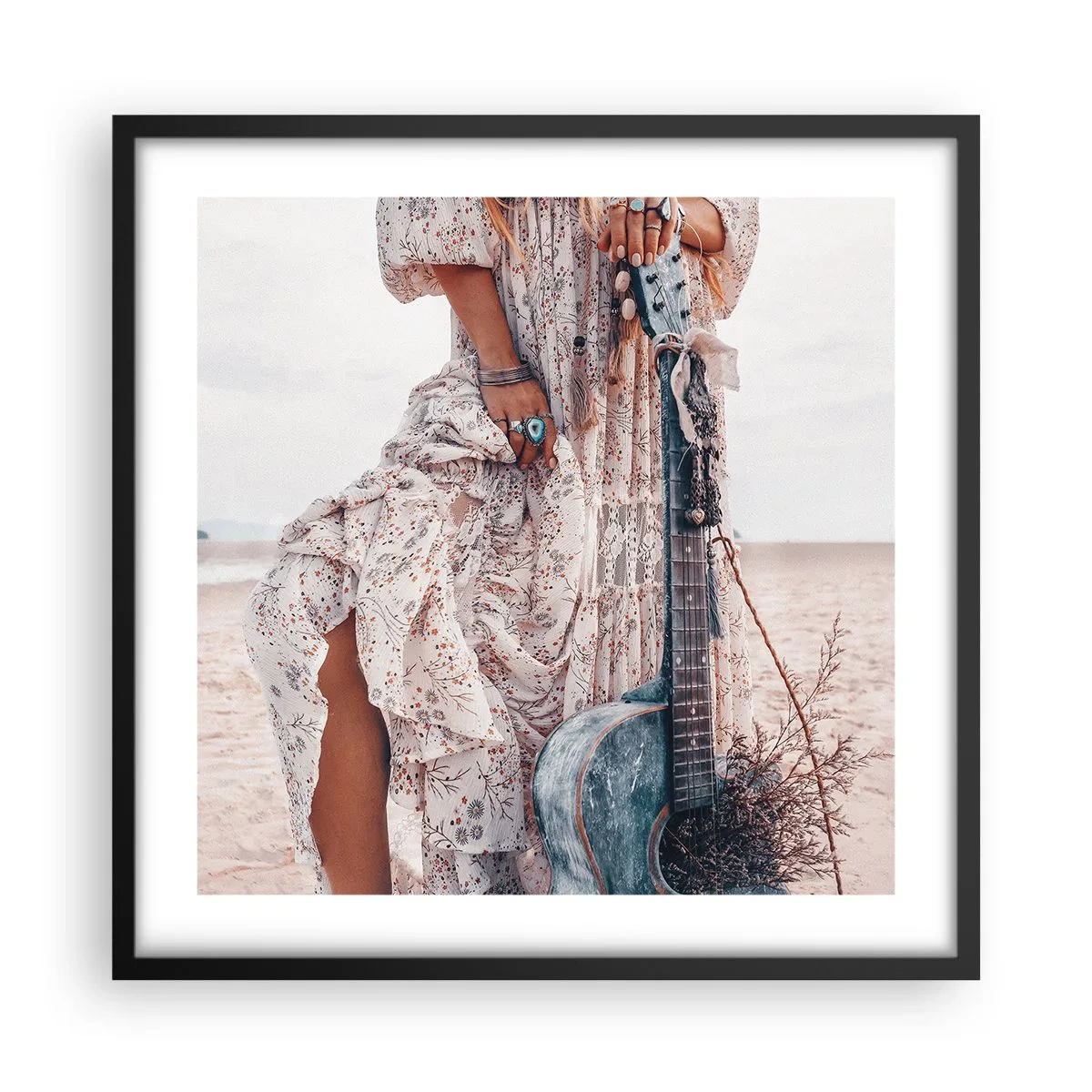 Poster in cornice nera - Figli dei fiori in cammino - 50x50 cm