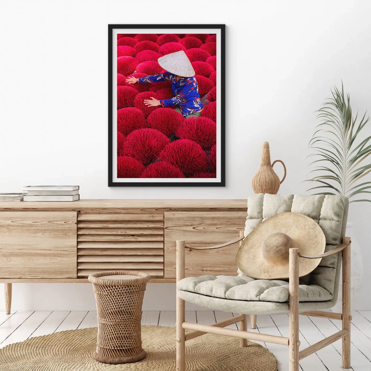 Poster in cornice nera - Nel campo di riso - 61x91 cm