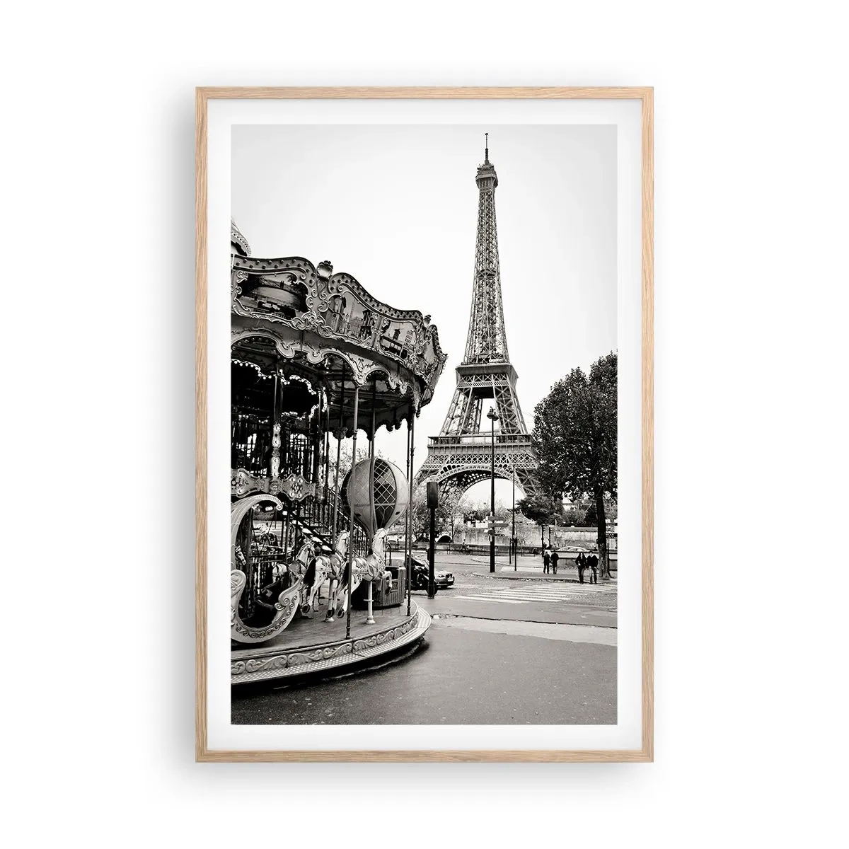 Poster in cornice rovere chiaro - Se divertimento, solo a Parigi - 61x91 cm
