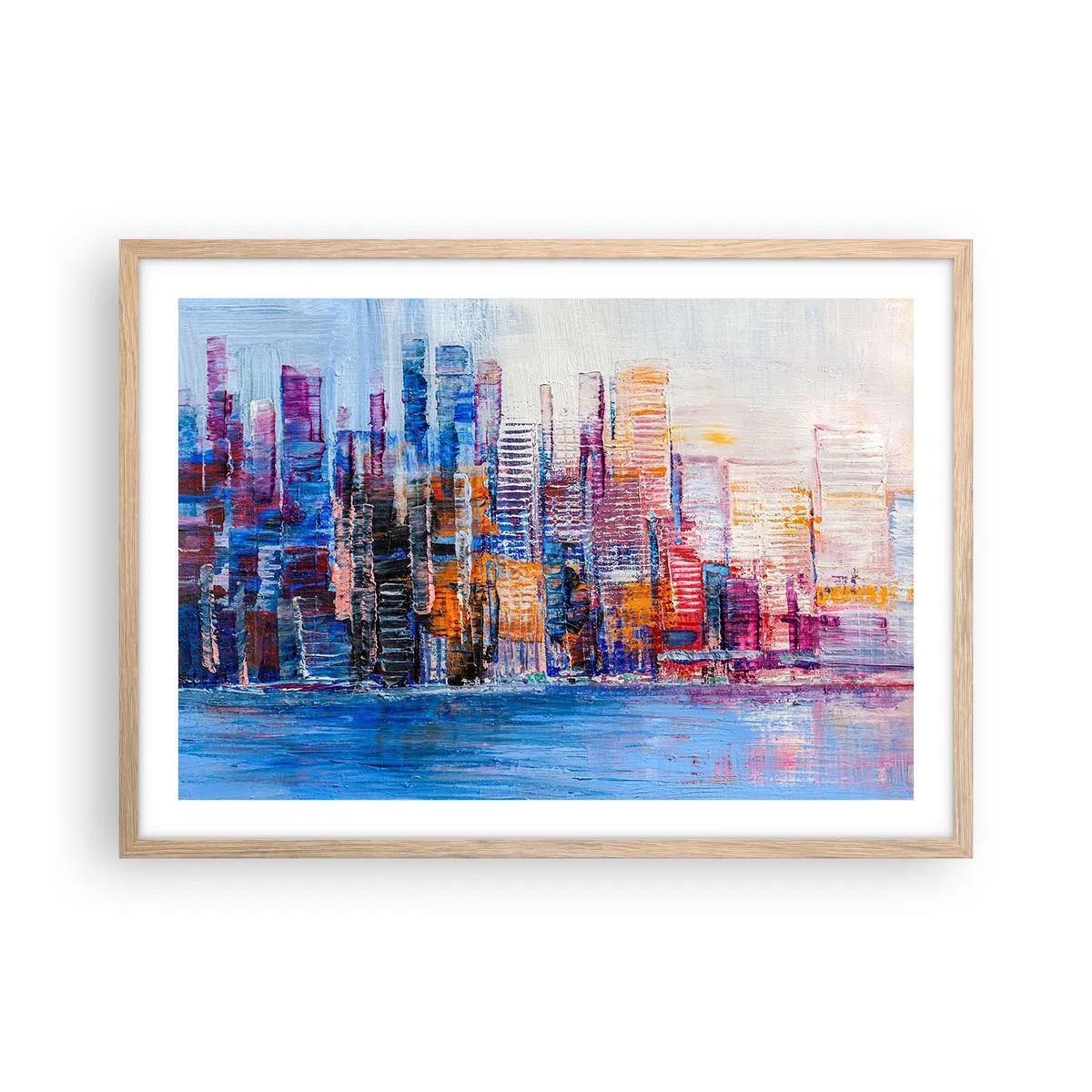 Poster in cornice rovere chiaro - Metropoli gioiosa - 70x50 cm