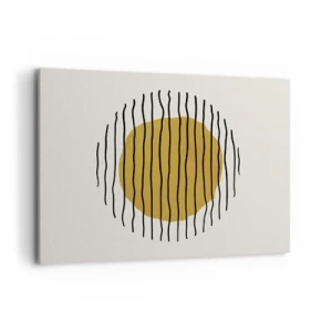 Quadro su tela - Stampe su Tela - Un motivo minimalista con un cerchio giallo e linee nere. - 100x70cm - Astrazione fremente di calore - Decorazione murale moderna per soggiorno e camera da letto ARTTOR