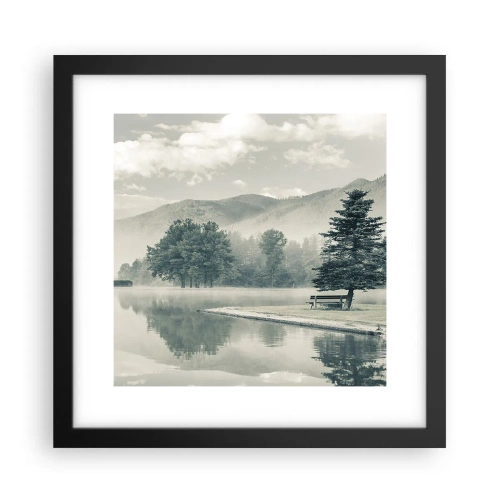 Poster in cornice nera - Il lago dorme ancora - 30x30 cm