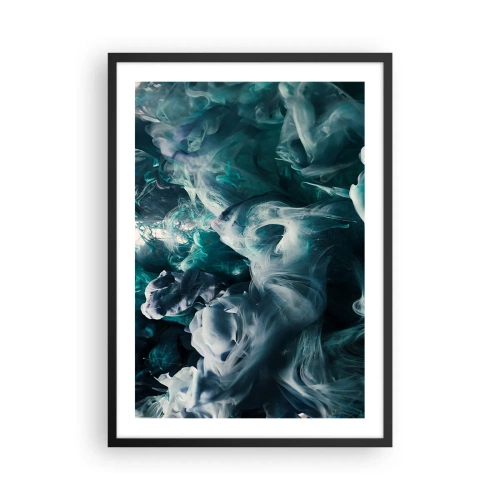 Poster in cornice nera - Una composizione astratta di colori vorticosi nelle tonalità del verde e del blu. - 50x70cm - Il movimento dei colori - Decorazione murale moderna per soggiorno e camera da letto ARTTOR