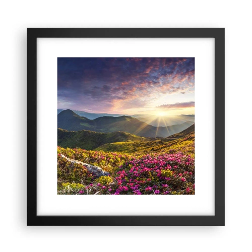 Poster in cornice nera - La freschezza di un mattino sui monti - 30x30 cm