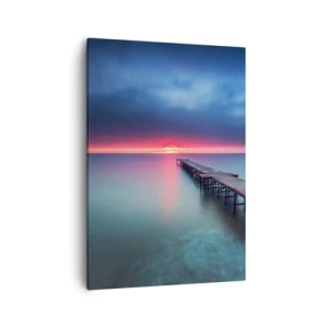Quadro su tela - Stampe su Tela - Un molo di legno che conduce direttamente al mare al tramonto - 50x70cm - Tra il cielo e la terra - Decorazione murale moderna per soggiorno e camera da letto ARTTOR