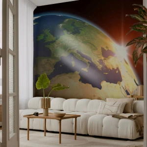Fotomurali Premium Canvas - Il sorgere del sole - Cosmo, Globo, Continenti - 150x105 cm
