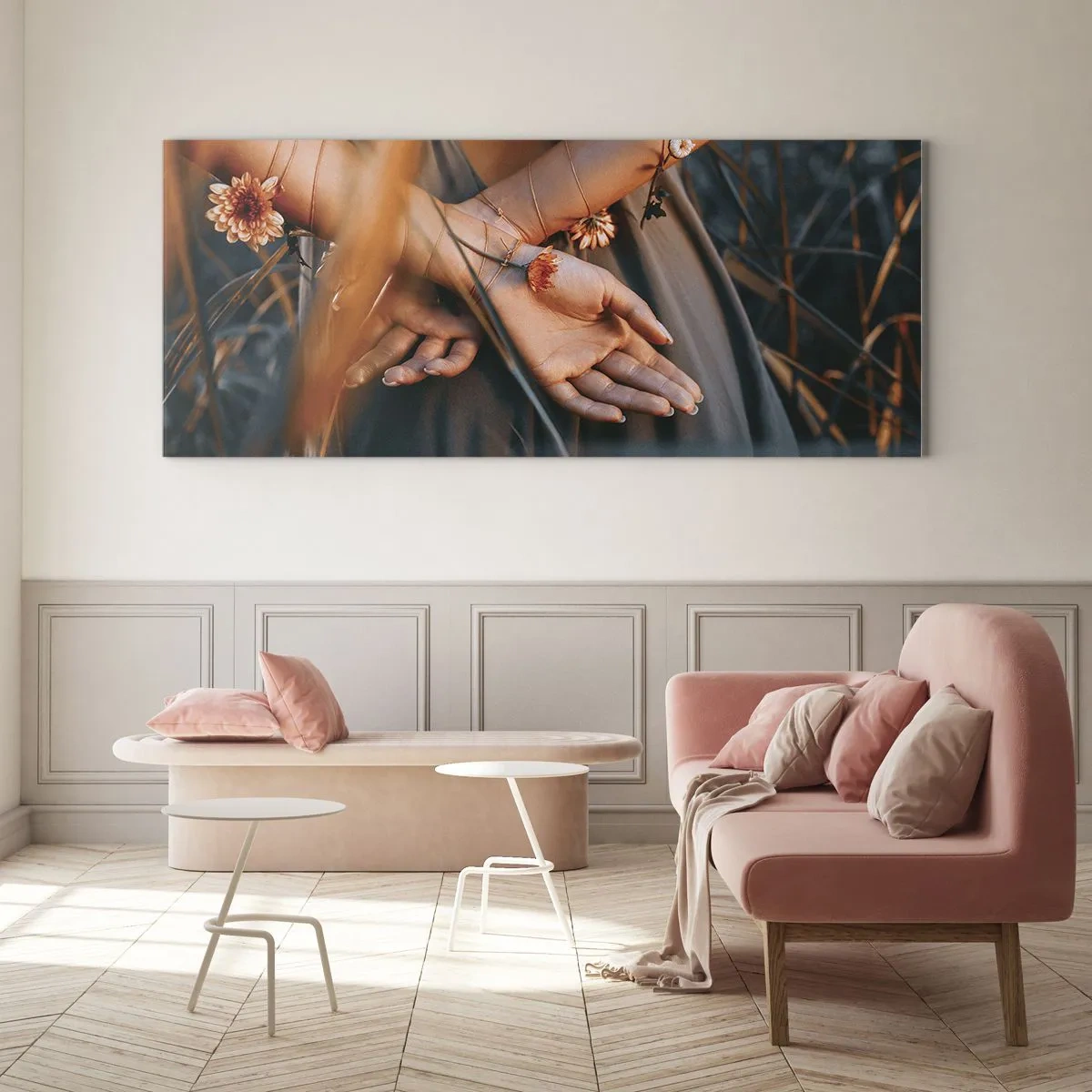 Quadro su vetro - Legata alla natura - 100x40 cm